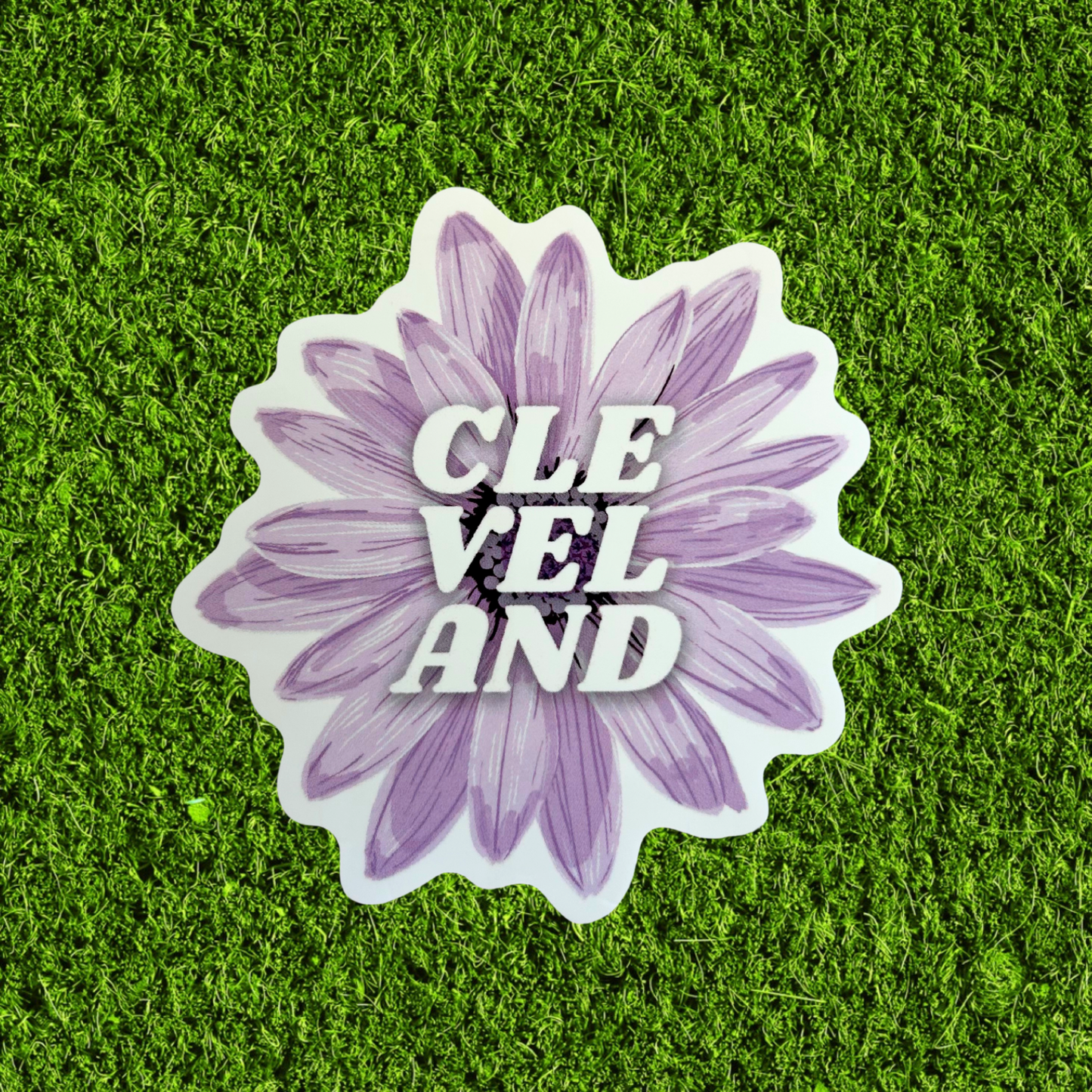 CLE VEL AND Purple Flower Sticker