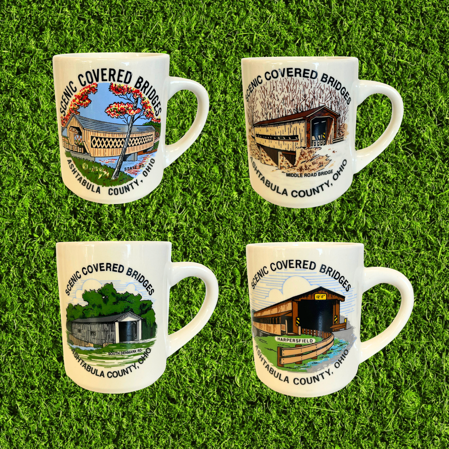 Vintage Scenic Covered Bridges Mug (Single or Set)