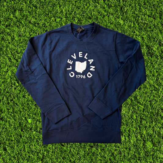 Navy Cleveland Wreath Crewneck Sweatshirt