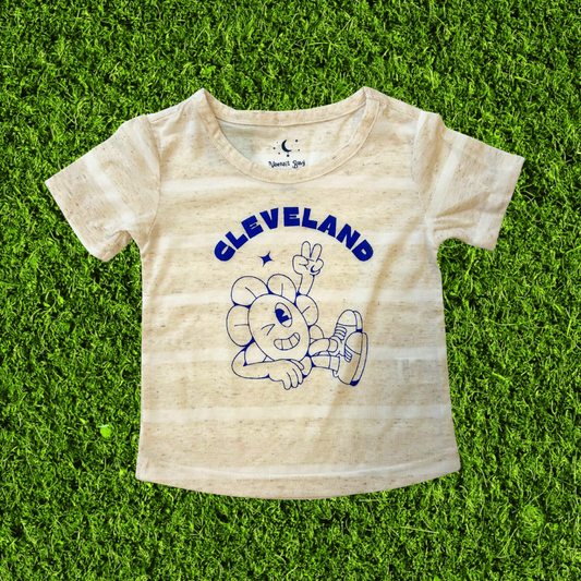 Cleveland Peace Sign Cream Stripe Toddler T-Shirt