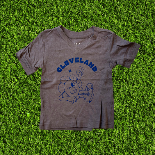 Cleveland Peace Sign Charcoal Toddler V-Neck T-Shirt
