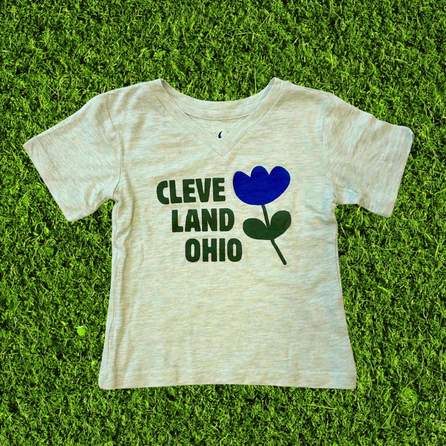 Cleveland Flower Sea Foam Toddler V-Neck T-Shirt