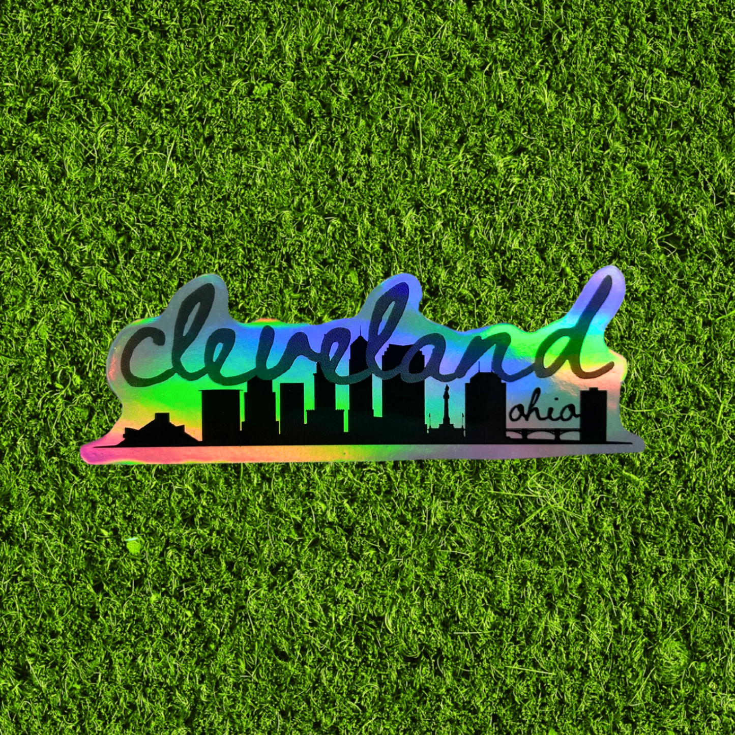 Mini Cleveland Skyline Holographic Sticker