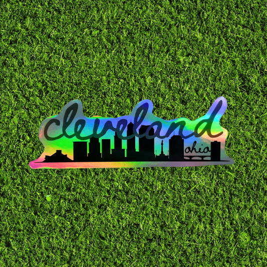 Mini Cleveland Skyline Holographic Sticker