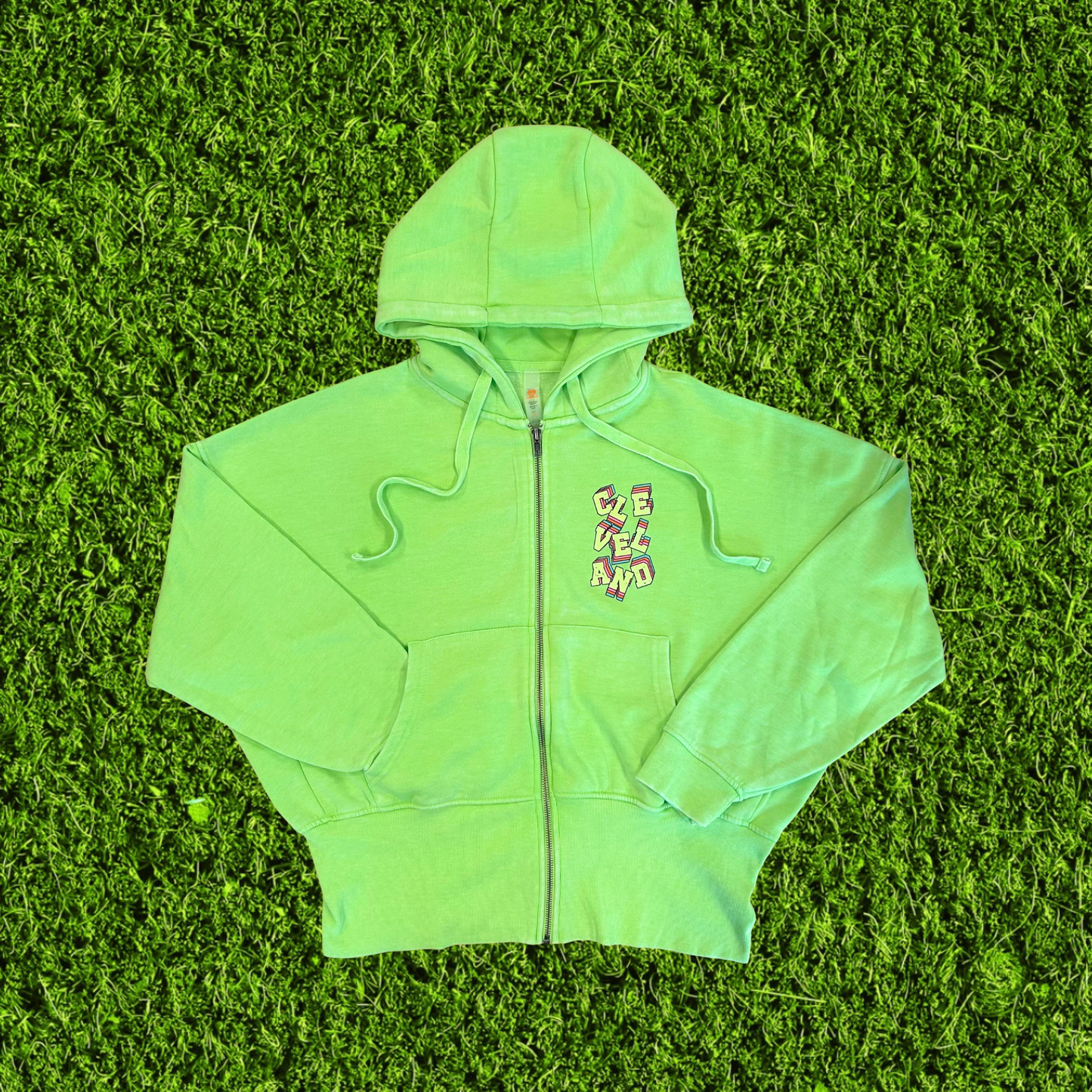Falling Cleveland Lime Green Batwing Zip Up Hoodie
