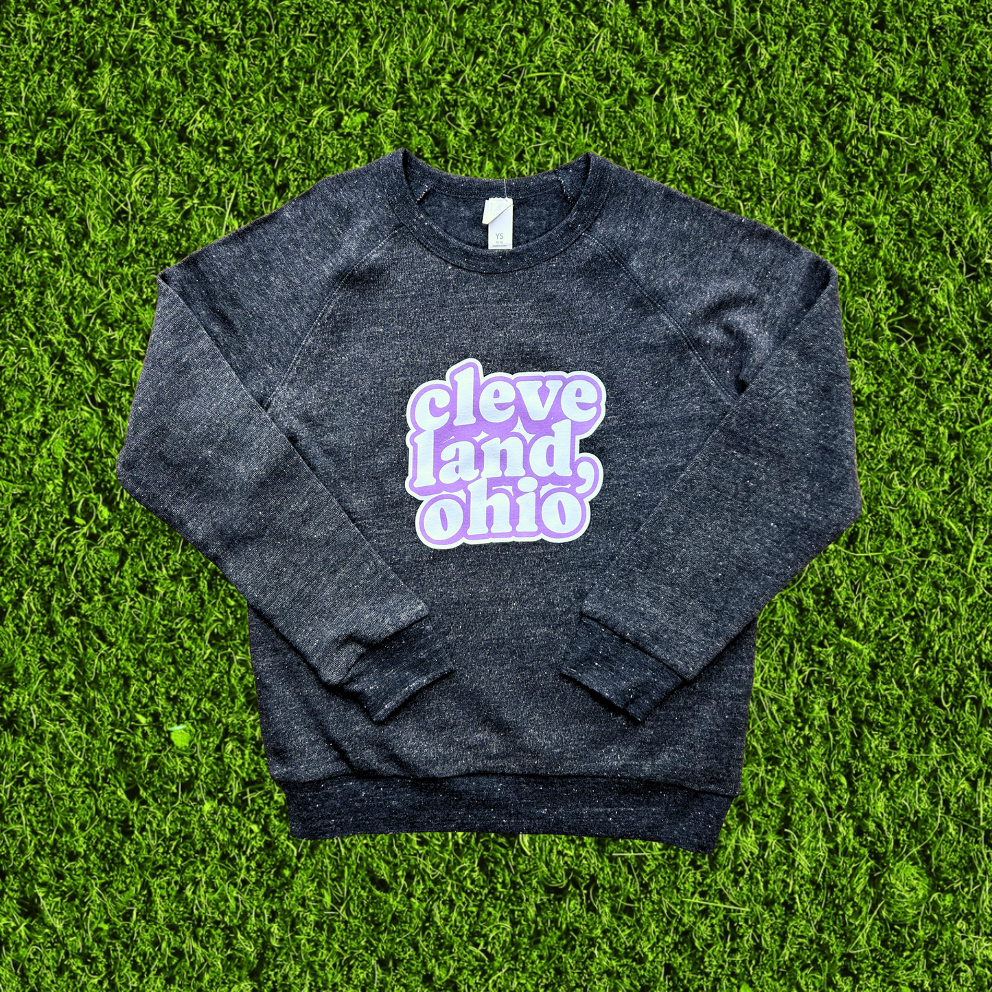 Youth Purple Cleveland Ohio Charcoal Grey Raglan Sweatshirt