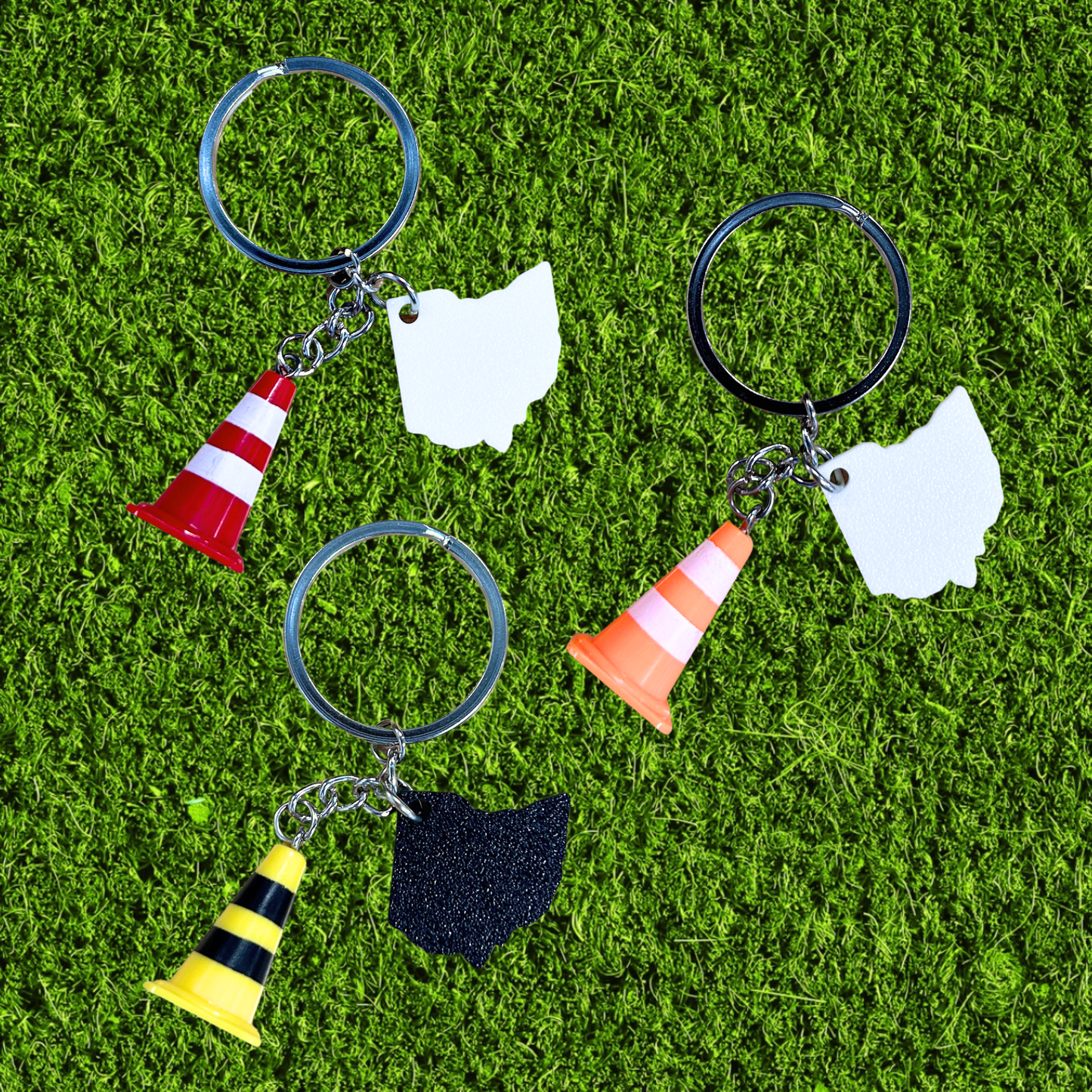 Ohio Always Under Construction Cone Keychain