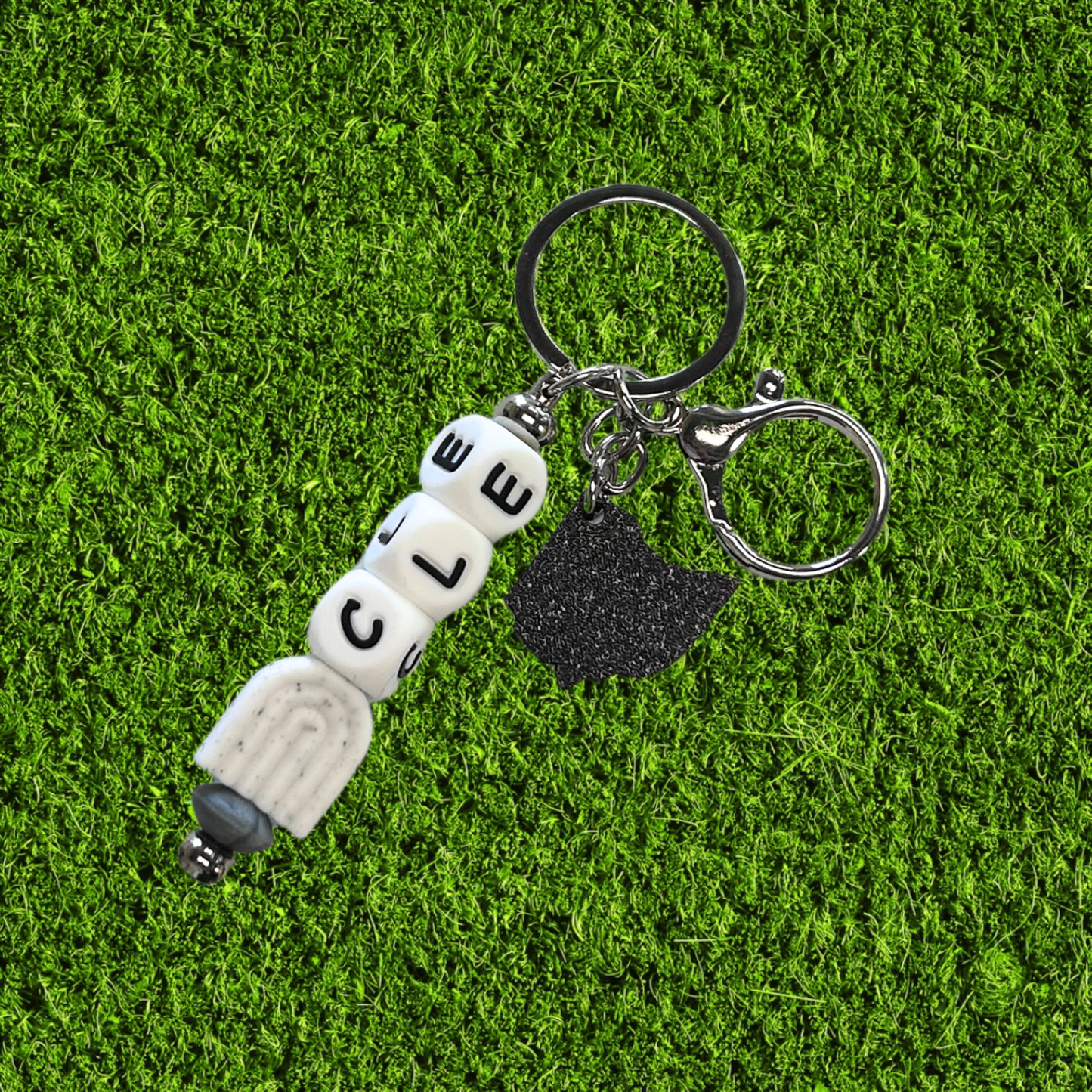 Black CLE Ohio Chunky Bead Keychain