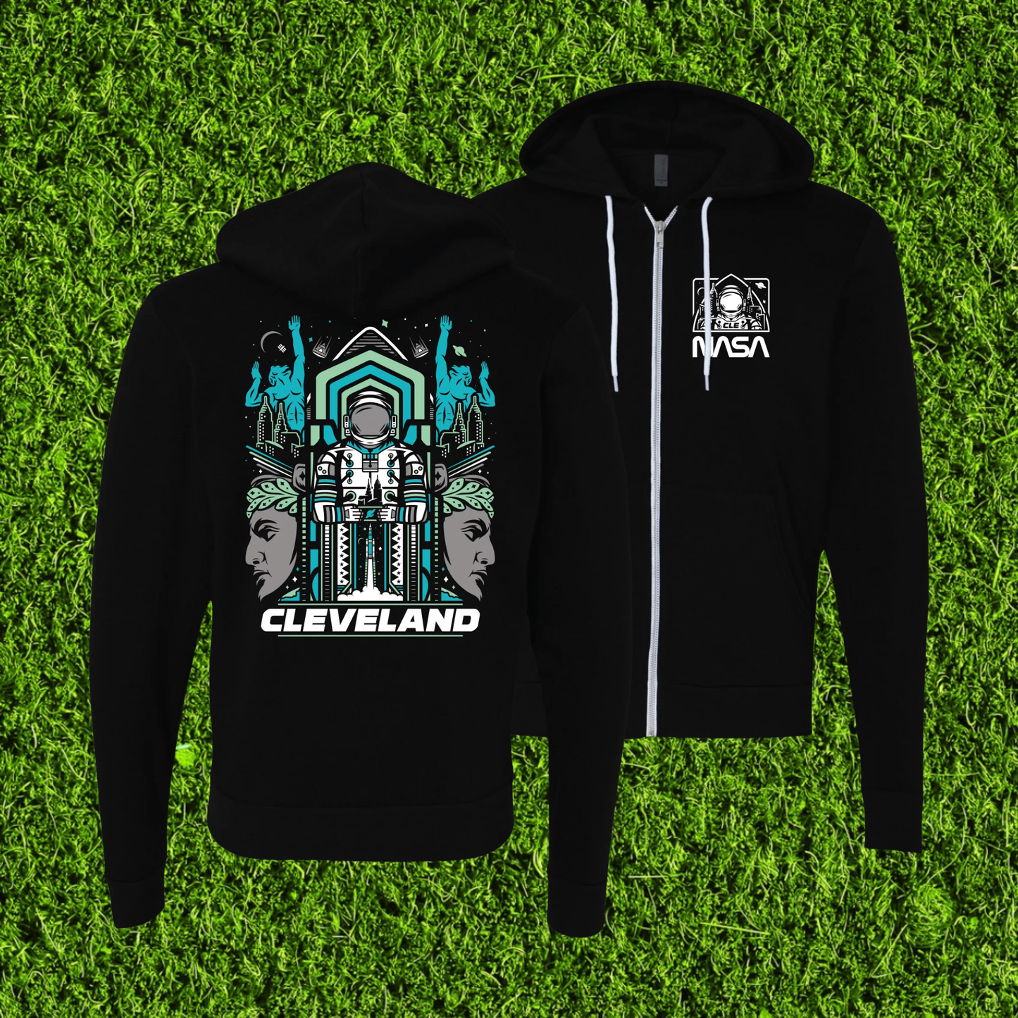 Astro Guardian Colorful Black Zip-Up Hoodie