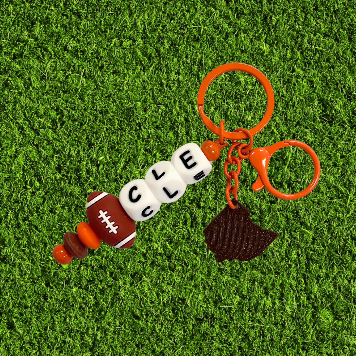 CLE Ohio Football Chunky Bead Keychain