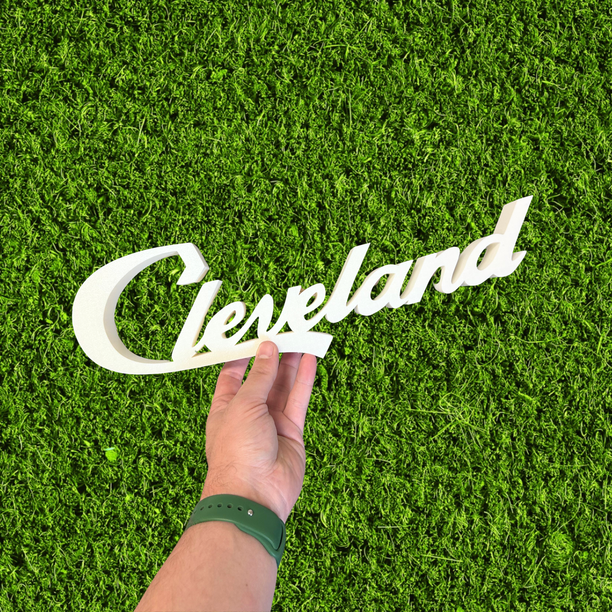3D Printed Mega Cleveland Script Desk Sign
