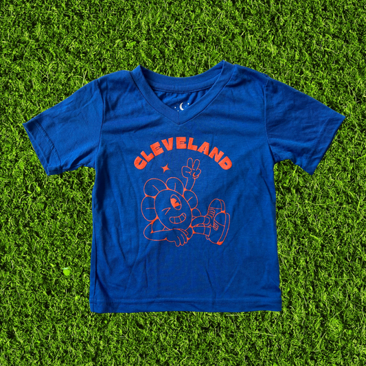 Cleveland Peace Sign Blue Toddler V-Neck T-Shirt