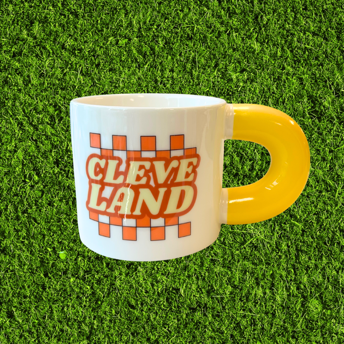 Racing Flag Print Yellow Chunky Mug