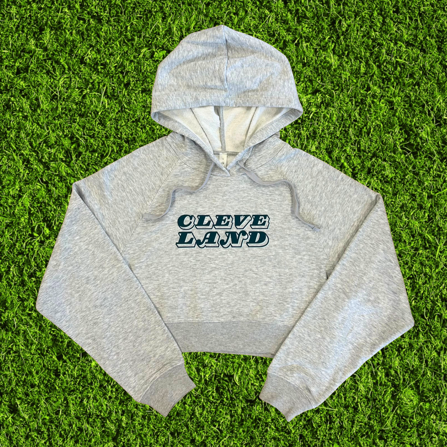 Women's Block Cleveland Light Grey Cropped Hoodie