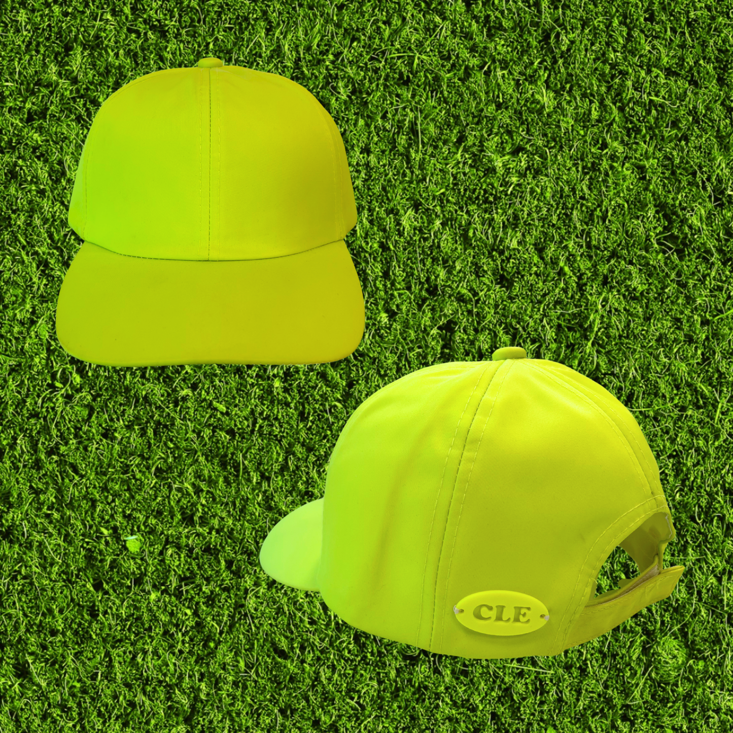 Neon Baseball Cap with 3D Printed CLE Tag