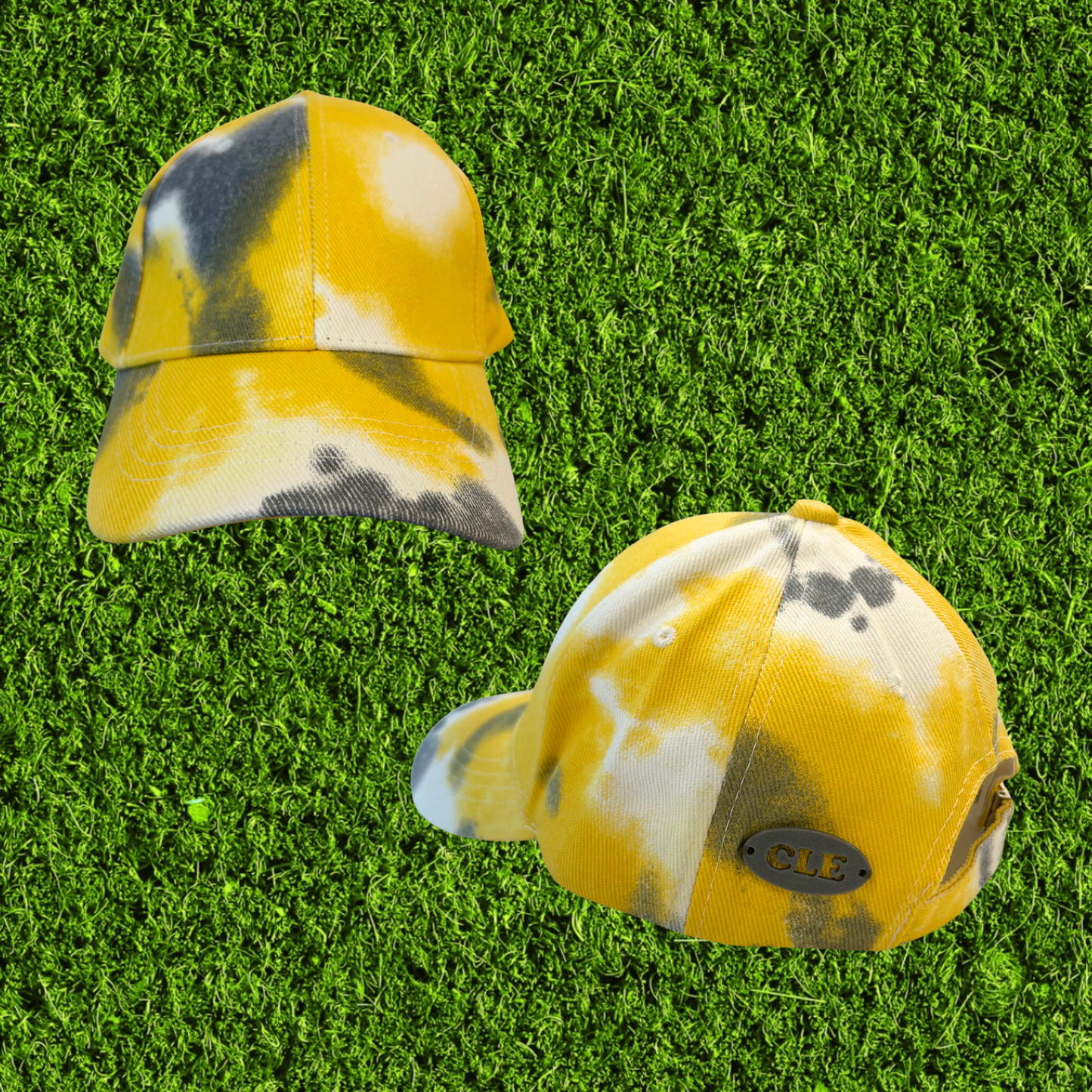Tie Dye Baseball Cap with 3D Printed CLE Tag
