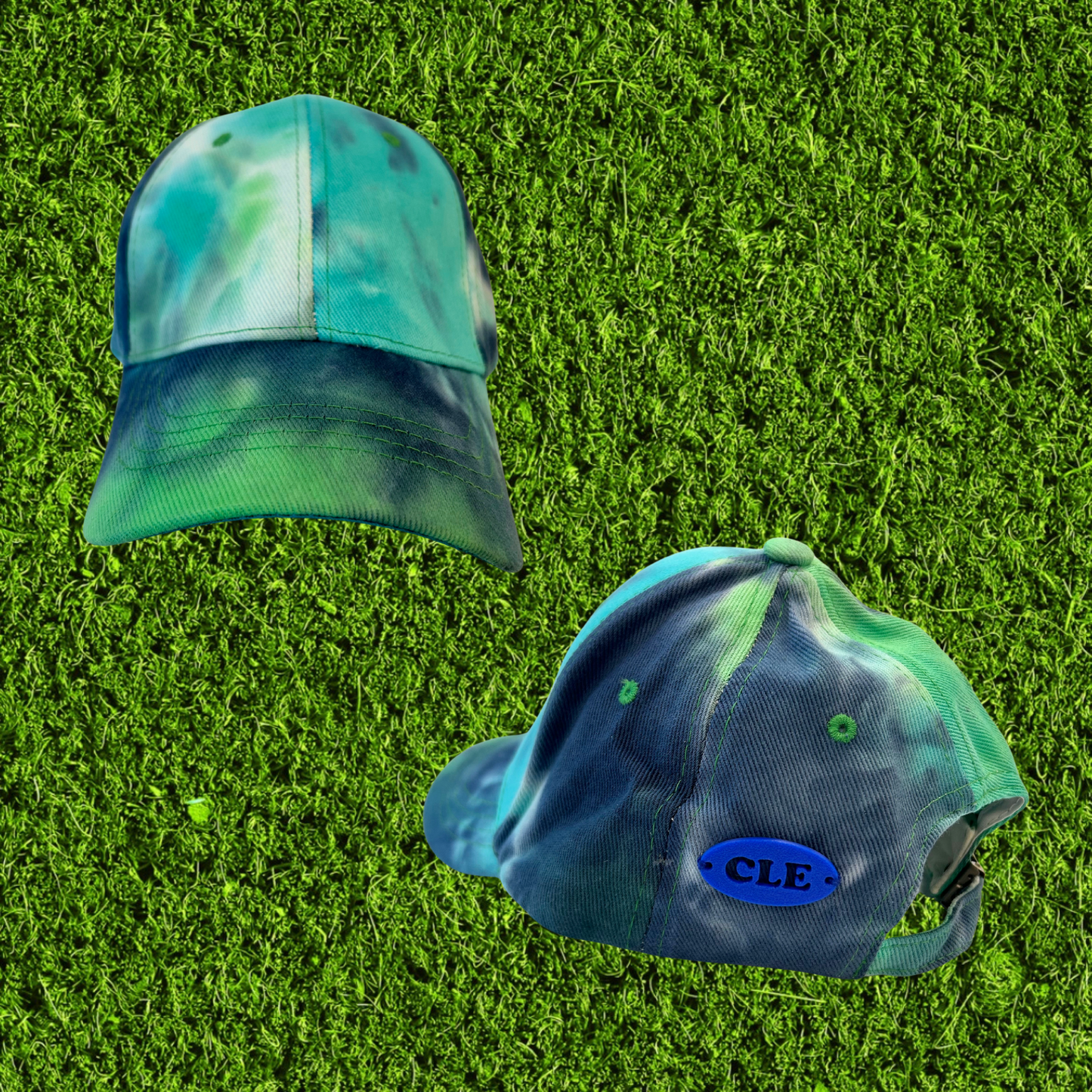 Tie Dye Baseball Cap with 3D Printed CLE Tag