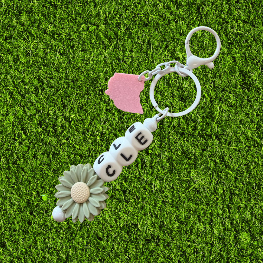 Sage & Pink CLE Ohio Chunky Bead Keychain