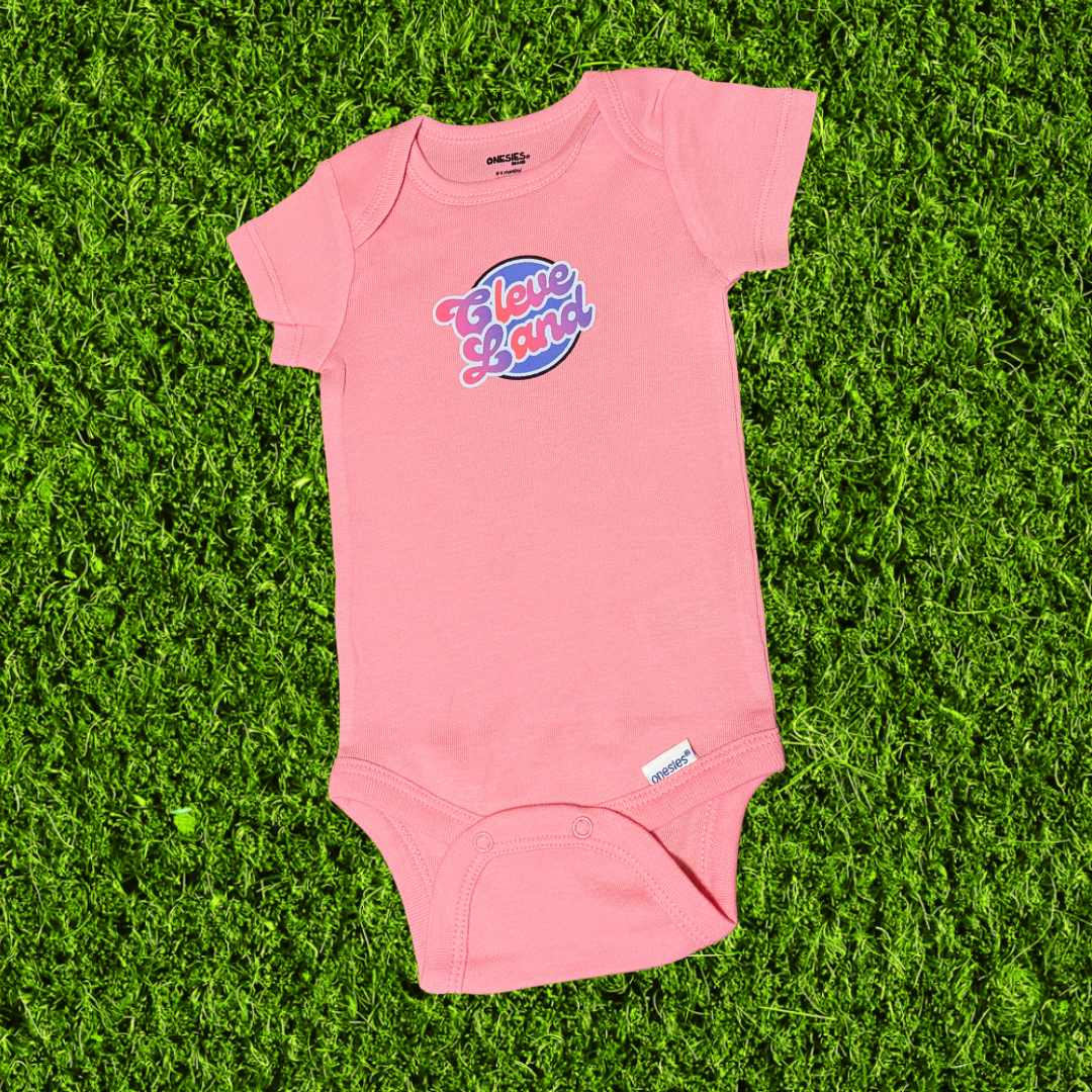Retro Cleve Land Pink Baby Onesie