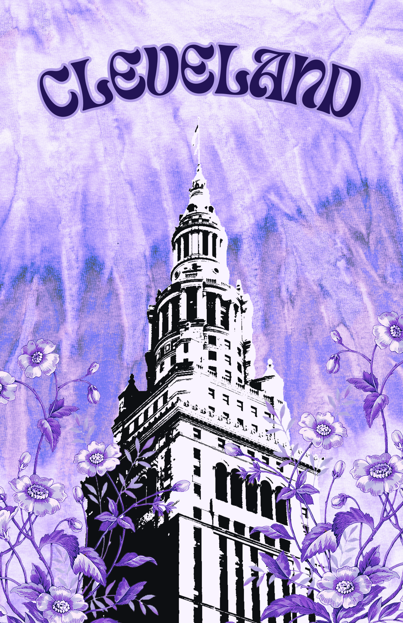 Tie Dye Tower City Poster