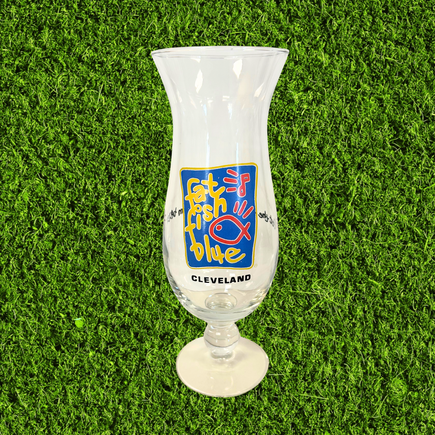 Vintage Fat Fish Blue Cleveland Hurricane Glass