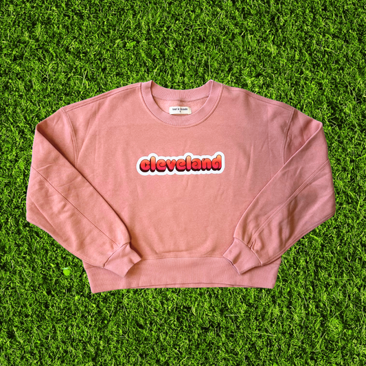 Women's Cleveland Mod Pink Cropped Crewneck