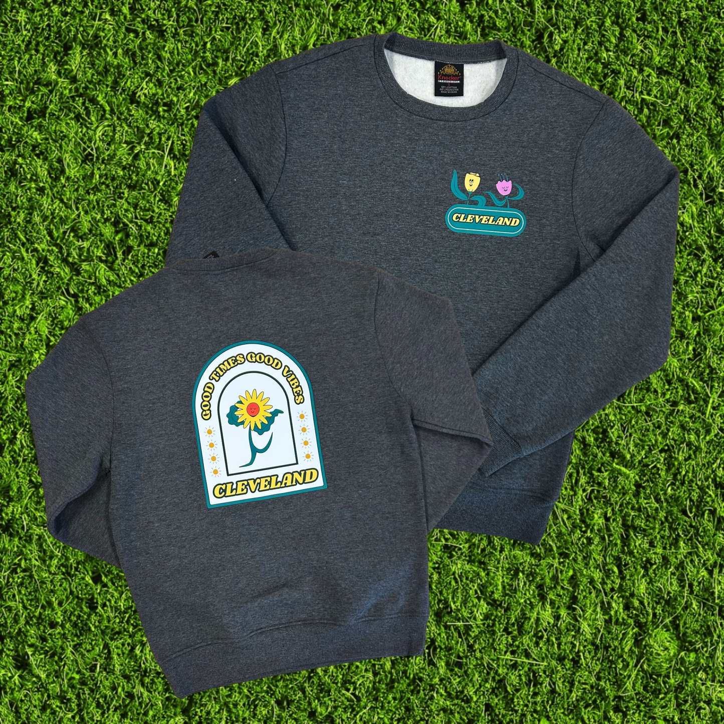 Cleveland Good Times Good Vibes Charcoal Grey Crewneck