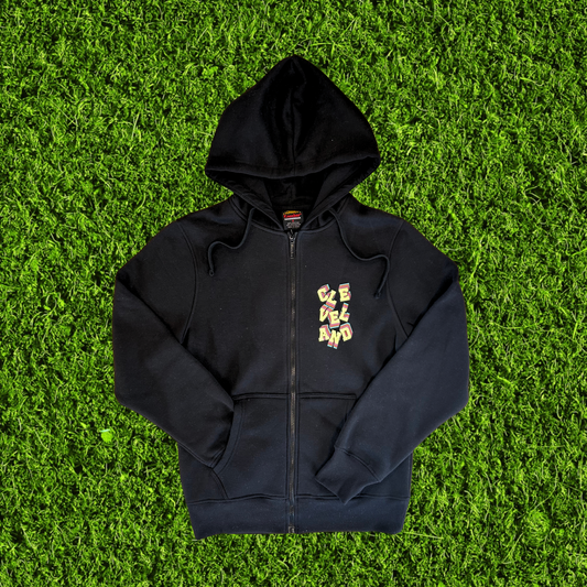Falling Cleveland Zip Up Black Hoodie