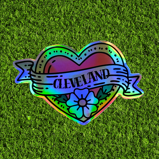 Tattoo My Heart Cleveland Holographic Sticker