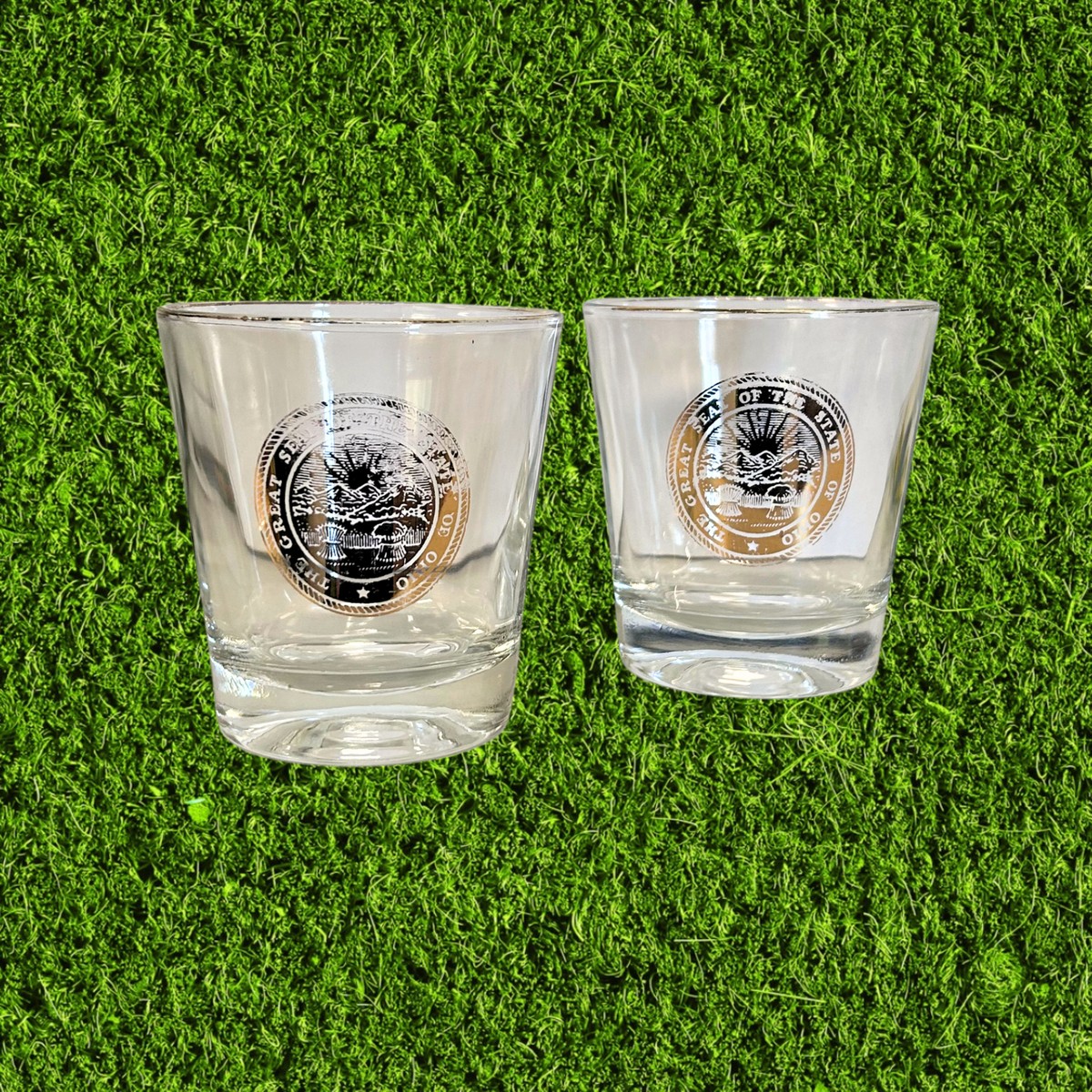 Vintage State of Ohio Seal Glass Set of Two