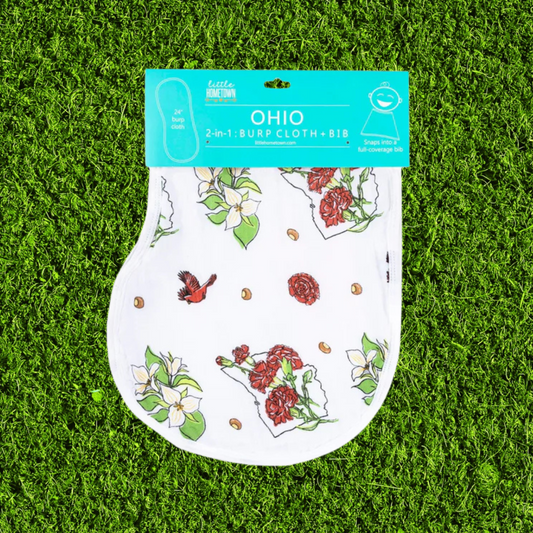 Baby Burp Cloth & Bib Combo Ohio Baby (Floral)