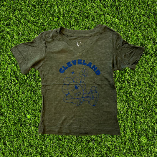 Cleveland Peace Sign Dark Green Toddler V-Neck T-Shirt