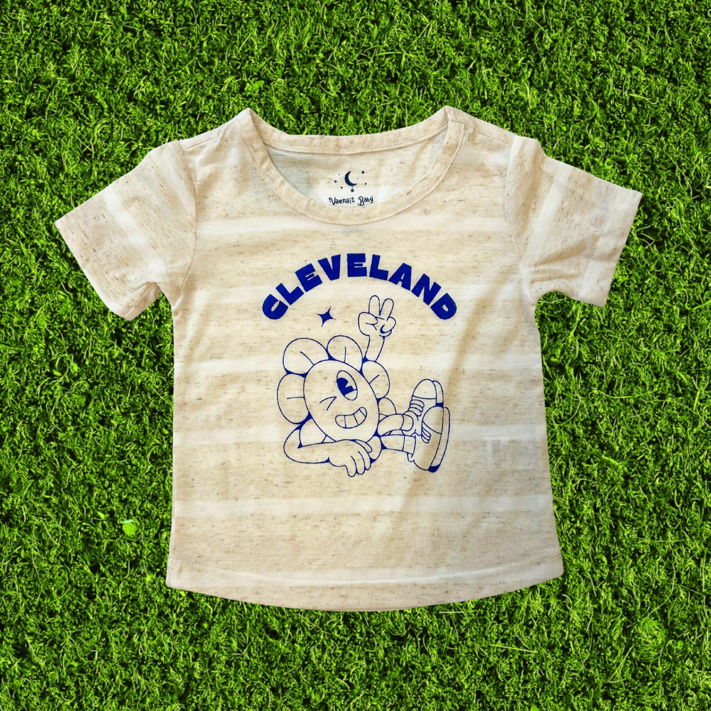 Cleveland Peace Sign Cream Stripe Toddler T-Shirt