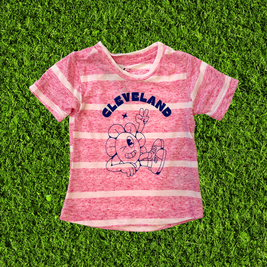 Cleveland Peace Sign Pink Stripe Toddler T-Shirt
