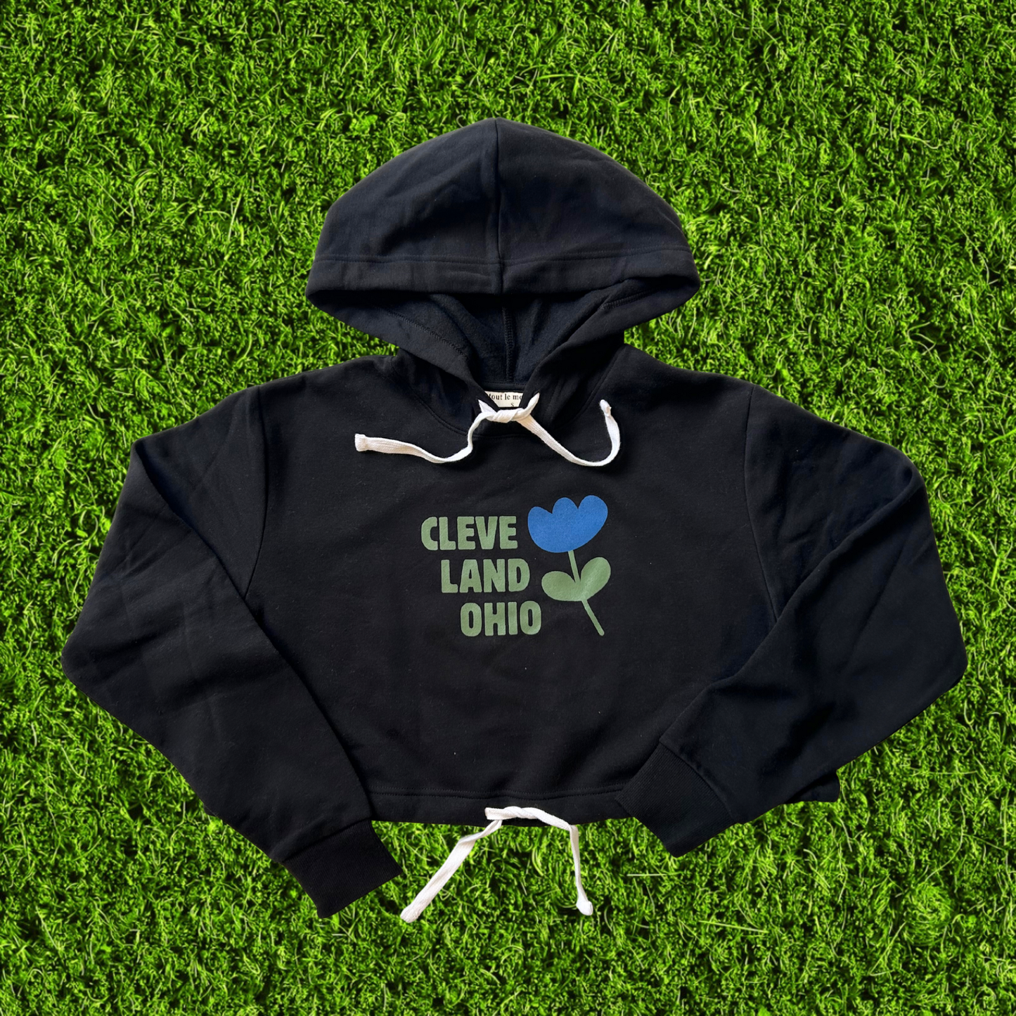 Women's Cleveland Flower Cropped Hoodie with Drawstring