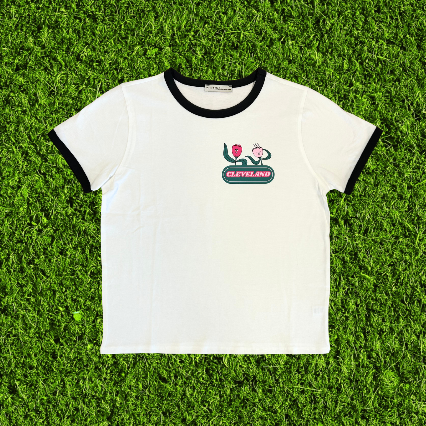 Cleveland Flowers Black Trim Baseball T-Shirt