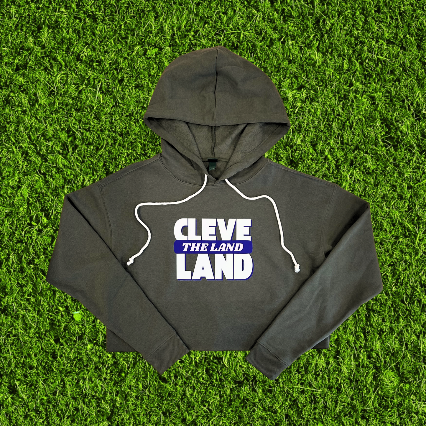 Women's The Land Cleveland Olive Green Cropped Hoodie