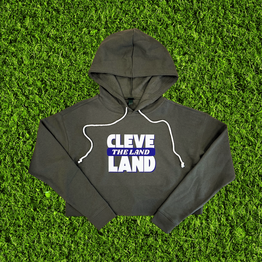 Women's The Land Cleveland Olive Green Cropped Hoodie