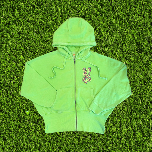 Falling Cleveland Lime Green Batwing Zip Up Hoodie