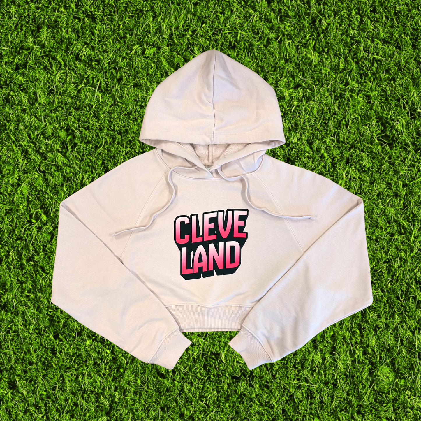 Women's Pink Ombre Cleveland Light Pink Cropped Hoodie