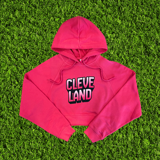 Women's Pink Ombre Cleveland Magenta Cropped Hoodie