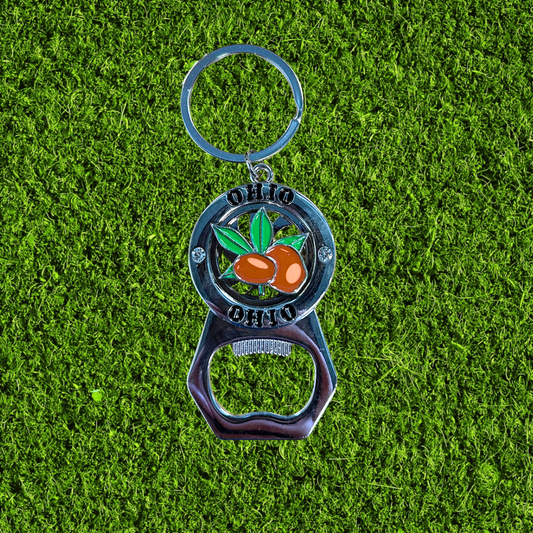 Metal Spinning Buckeye Bottle Opener Keychain