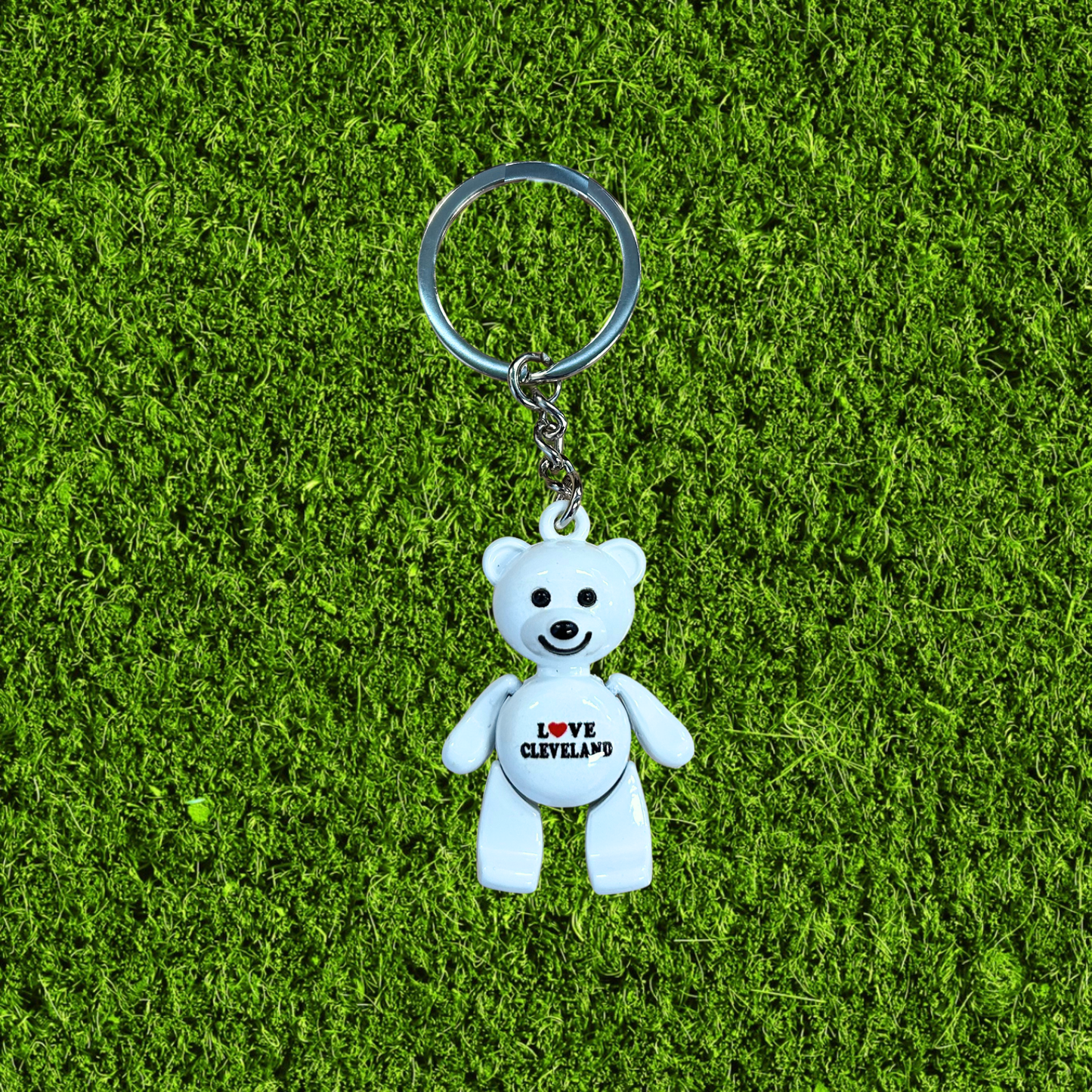 Love Cleveland White Bear Keychain