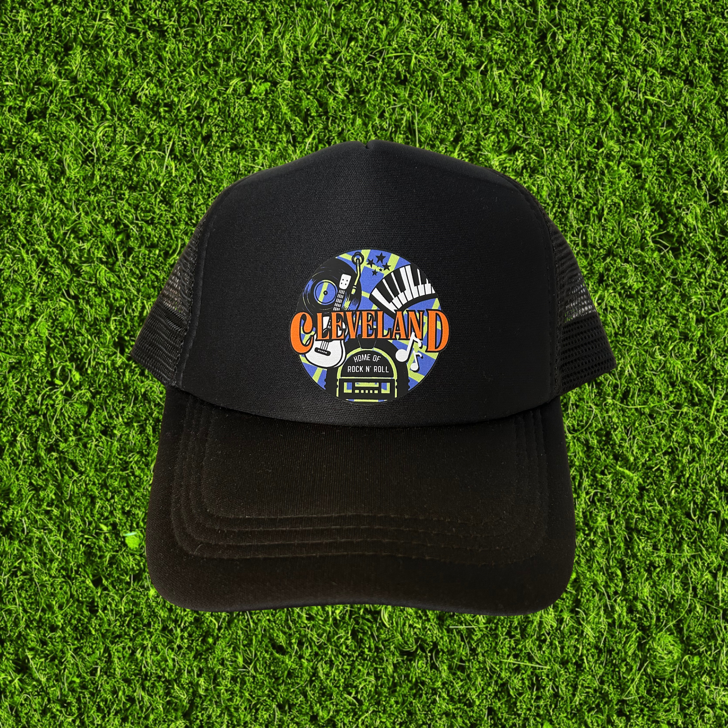 Black Cleveland Home of Rock n' Roll Trucker Hat