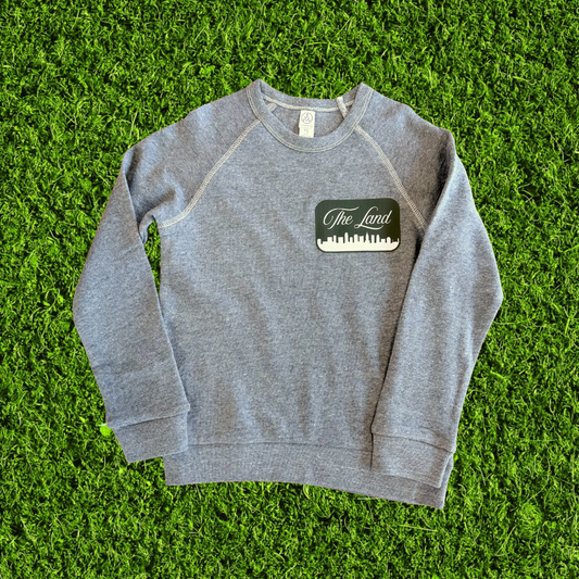 Youth The Land Faux Patch Grey Raglan Sweatshirt