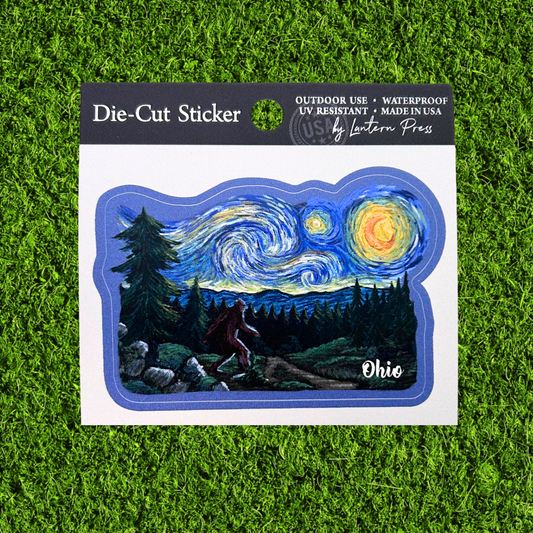 Ohio Starry Night Bigfoot Die-Cut Sticker