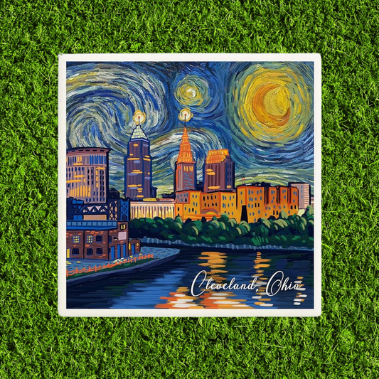 Cleveland Starry Night Ceramic Coaster