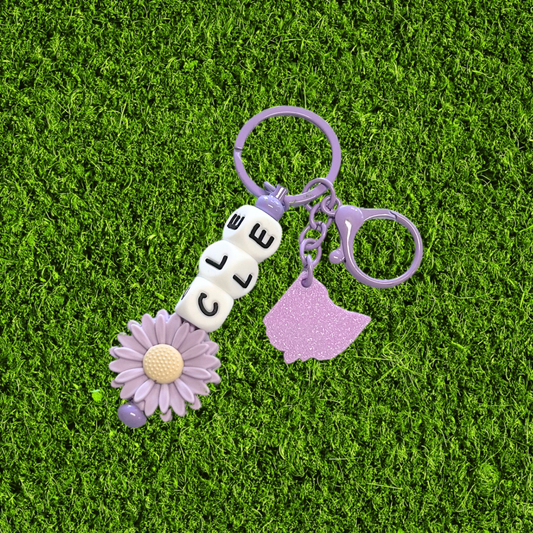 Light Purple CLE Ohio Chunky Bead Keychain