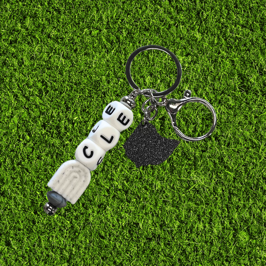Black CLE Ohio Chunky Bead Keychain
