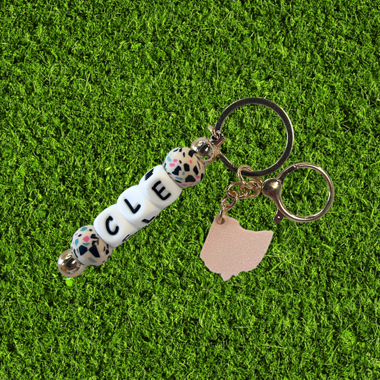 Light Pink CLE Ohio Chunky Bead Keychain